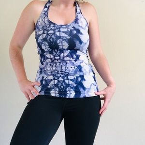 Lululemon Blue and White Patterned Tank Top